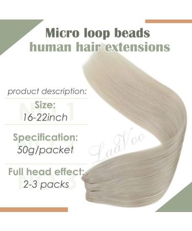 LAAVOO Micro Weft Real Hair Extensions - 50cm #60 Platinblond - Remy Hair Easy Weft 50g Perfect for International Shipping - Buy Online on GoSupps.com