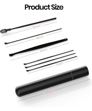 6 Pcs Double-Headed Ear Wax Removal Kit | Professional Ear Pick Tools with Cleaning Brush and Storage Box - Black - Buy Online on GoSupps.com
