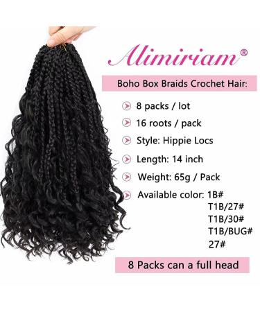 Boho Box Braids Crochet Hair 14 inch 8 Packs - Curly Ends Goddess Box Braids for Black Women | 1B# Color - Buy Online on GoSupps.com