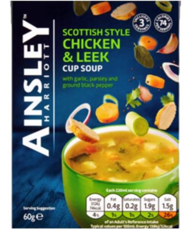 Cup Soup Bundle Consisting of Ainsley Harriott Chicken & Leek Cup Soup 60g x2 Vegetable Chowder 75g x2 Broccoli & Stilton 72g x2 Cream of Wild Mushroom 75g x2 (8 Pack) - Buy Online on GoSupps.com
