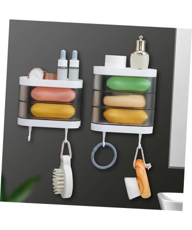 Ciieeo 4pcs Box Storage Box Soap Storage Holder Self Draining Soap Container Bathroom Soap Holder Cartoon Design Soap Holder Lip Gloss Containers Double Layer Storage Rack Plastic White - Buy Online on GoSupps.com