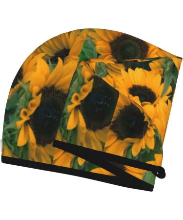 Hair Towel Wrap - Quick Drying Towel Turban with Button | Sunflowers 7 Design - Buy Online on GoSupps.com