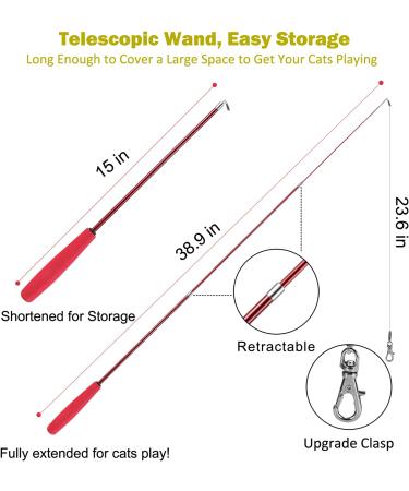 MeoHui 2PCS Retractable Cat Wand Toy + 9PCS Feather Refills - Interactive Kitten Toy for Chase & Exercise - Buy Online on GoSupps.com