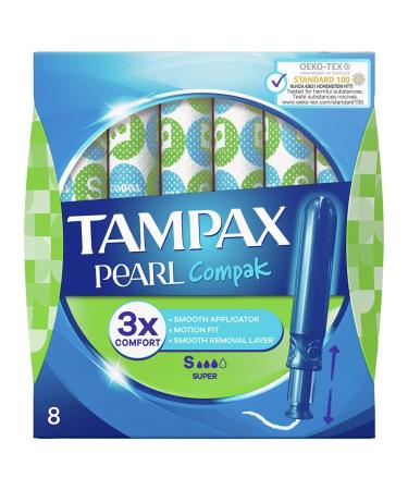 Tampax Pearl Compak Super Tampons Applicator 8 each