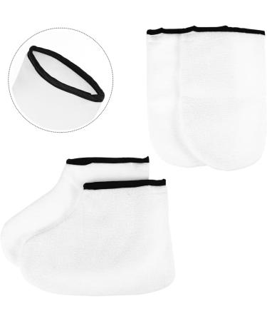 Ipetboom 2 Pairs Leather Horn Boots Remover Socks Paraffin Wax Light Wax Bath Hand Mitts Moisturizing Gloves Thickened Foot Covers Men Body Short Boots White Polyester Lining Spa - Buy Online on GoSupps.com