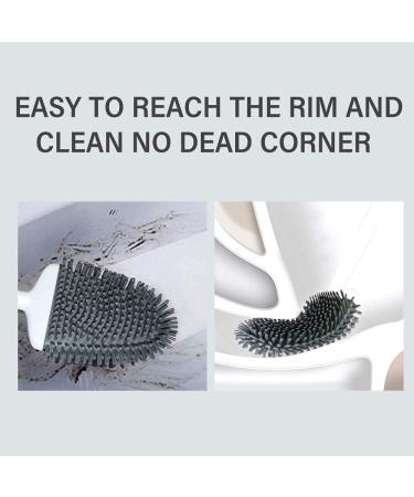 Sellemer Flexible Toilet Brush and Holder Set - Silicone Bristles, Compact Design, Ventilation Slots Base - Silver (1 Pack) - Buy Online on GoSupps.com