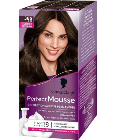 Schwarzkopf Schwarzkopf - Perfect Mousse - Hair Colour - Permanent Mousse without Ammonia - Care Mask 96% Natural Ingredients - Chocolate Brownie 365 1 Unit (Pack of 1)