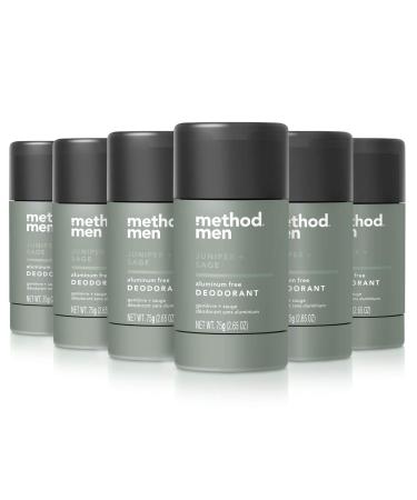 Method Mens Aluminum-Free Deodorant, Juniper & Sage, Pack of 6 , 2.65 Ounce (Pack of 6)