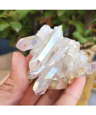 Natural Crystal 70grams Natural White Angel Crystal Cluster Electroplating Titanium Coating Quartz Cluster Stone Power Stone Crystal JZIGTDEM - Buy Online on GoSupps.com