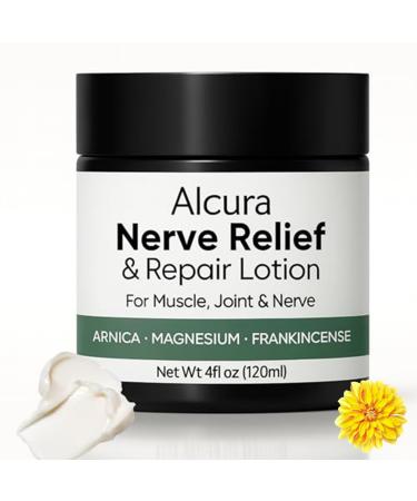 Alcura Nerve Cream Alcuras Neuropathy Lotion with Arnica & Magnesium Daily Soothing Moisturizing Suitable for Knee Lumbar Joint Neck Hand and Foot 4 fl oz 1 Ounce (Pack of 1) 1