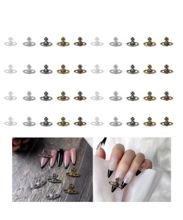 Planet Nail Charms Y2k Saturn Nail Gems 3D Rhinestone Sparkle Shiny DIY Crafts for Nail Art Jewelry Handcrafts 40pcs