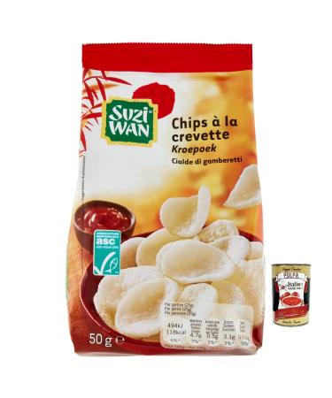 Italian Gourmet E.R. Suzi Wan Shrimp Waffles crispy waffles made with tapioca flour and shrimp 50g bag + Italian Gourmet Polpa di Pomodoro 400g box