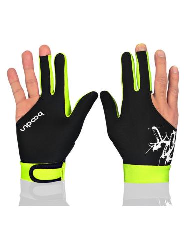 Anser M050912 Man Woman Elastic 3 Fingers Show Gloves for Billiard Shooters Carom Pool Snooker Cue Sport - Wear on The Right or Left Hand 1PCS (Light Green, M)