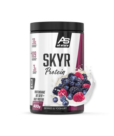 All Stars Skyr Protein-Pulver 400g I Whey Protein concentrate + Icelandic Skyr Protein powder I Low-Fat & Low-Sugar Protein-Powder I creamy protein shake with Berries & Yoghurt-Flavour