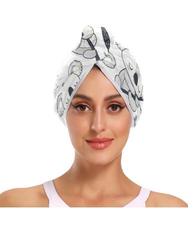 Koala Tree Hair Towel 2 Pack Super Absorbent Hair Drying Towel Quick Dry Hair Turbans Head Towel with Button Twisty Wrap for Women Girls