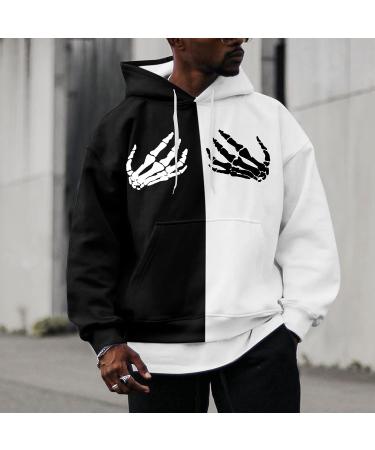 Teen Boys Casual Black & White Print Hoodie | Long Sleeve Pocket Hooded Blouse | 3X-Large - Buy Online on GoSupps.com