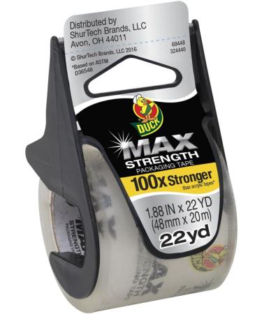 Duck MAX Strength Packing Tape With Dispenser  Clear  6 pk  1.88" x 22 yd.  284983 1.88" x 22 Yards 6 Rolls - Buy Online on GoSupps.com