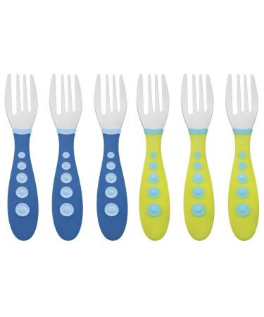 Gerber Stainless Steel Tip Kiddy Cutlery Forks - 6 Pack Blue/Green
