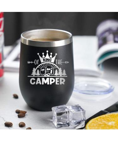 Coolertaste King Of The Camper Wine Tumbler - 12oz Happy Camper Gift for Campers Outdoors - RV Hiking Camping Coffee Mug - Buy Online on GoSupps.com
