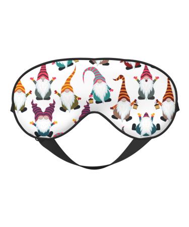 Xmas Funny Gnomes Print Soft Adjustable Sleep Eye Mask Blackout Silk Light Pressure Blindfold for Men Women