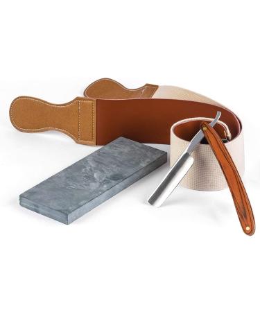 Grandslam Handmade Straight Razor Kit with Sharpened 420 Steel Blade and Leather Strop - Knife Sharpener Included - Buy Online on GoSupps.com
