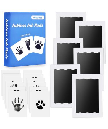 TOGOU2S Baby Footprint Kit & Handprint Kit 6 Inkless Baby Print Pads 12 Imprint Cards Paw Print Kit for Dogs Cats Baby Imprint Ink Kit Safe Non-Toxic Pet Paw Stamp Pads Family Keepsake Kit