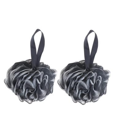 Hemoton 2pcs Bath Ball Bath Scrubber Large Bath Scrub Ball Bath Mesh Ball Mesh Pouf Scrubber Shower Ball Bath Sponge Mesh Body Loofah Pouf Ball Loofah Bath Shower Carbon Charcoal