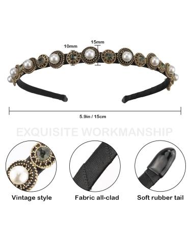 NAIHOD 3 Pcs Pearls Rhinestones Thin Headbands for Women - Luxury Vintage Hair Bands - Buy Online on GoSupps.com