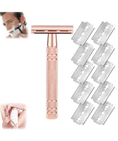 Solys Razor Solys Smoothshave Razor Double Edge Safety Razor Reusable Metal Razor Double Edge Razors for Men Razors for Women Rose Gold Safety Razor for Women and Men(Rose Gold) 1 Count (Pack of 1) Rose Gold