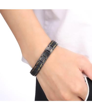 MagEnergy Men's Titanium Steel Magnetic Bracelet 8.5 - Adjustable, Gold Black - Buy Online on GoSupps.com