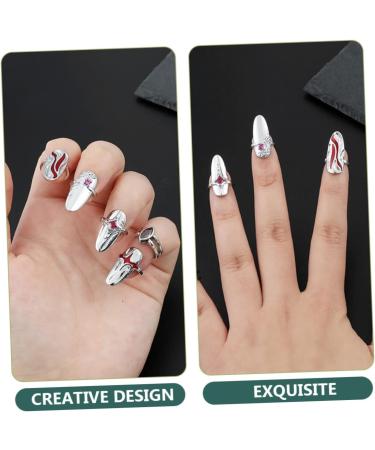 Healeved 4 Sets Nail Ring Women Finger Decor Womans Rings Jewelry Nail Tip Ring Nail Jewels Ring for Ring Jewelry Rings for Jewelry for Nail Jewelry White Zinc Alloy - Buy Online on GoSupps.com