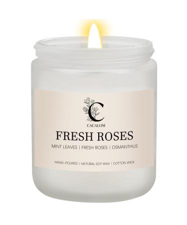 Fresh Roses Scented Candles Long Lasting Burn Candles for Home Scented Soy Wax Stress Relief Jar Candles 7 oz