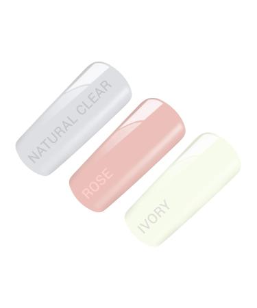 Poly Acrylic Gel Tube Set for French Nails - Clear Rose & Ivory (3 x 30g) - Best International Shipping - Buy Online on GoSupps.com