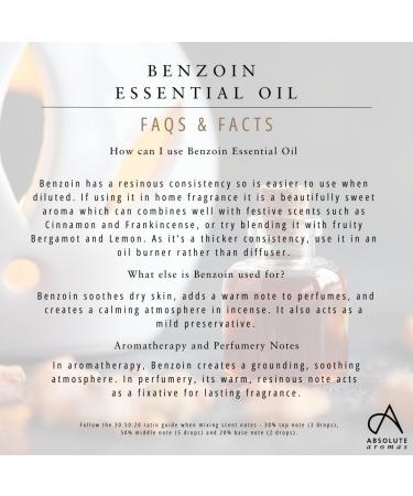 Absolute Aromas Benzoin 40% Dilution Essential Oil - Natural Unadulterated Premium Benzoin Essential Oil Diluted to 40% in Benzyl Benzoate (10ml) 0.33 Fl Oz (Pack of 1) - Buy Online on GoSupps.com