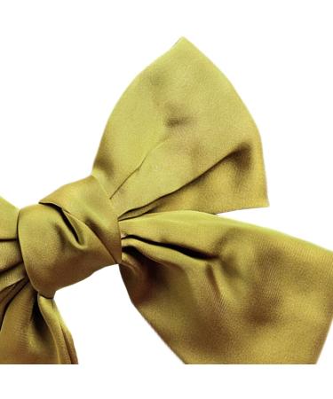 scicent Large Hair Bows Hair Barrettes Silky Satin Ribbon French Bowknot Hair Clips For Thick And Fine Hair Accessories For Women Girls Yellow - 9905 - Buy Online on GoSupps.com
