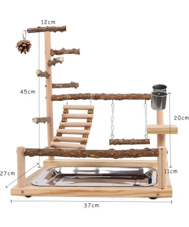 Wishesmar WellensiTich Playground for Nymphensittich Parrots - Climbing Swing Feeder-Cup Toy Ladder & Tray - Wooden Playset 45x37x26 cm #a wood 001 - Buy Online on GoSupps.com