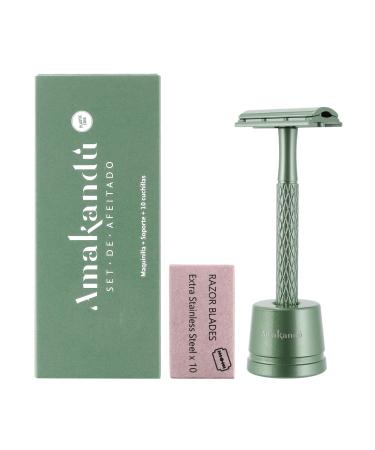 Body shaver-Unisex-Razier-classic body razor with 10 double-edged blades-shaving set-adaptable to double-edged razors-Amakandu shaving set for body shaving