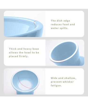 CEEFU Extra Wide Elevated Cat Bowls - Ceramic Cat Food Bowl 6.2" Raised Cat Food Bowls Elevated Shallow Cat Food Dish Whisker Fatigue Lead & Cadmium Free 5" Good Height for Cat Feeding Blue Baby Blue - Buy Online on GoSupps.com