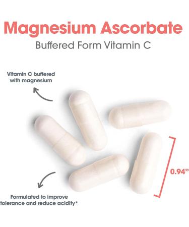 Allergy Research Group Magnesium Ascorbate Supplement - 1000mg Buffered Vitamin C Immune Support Magnesium Powder Vegetarian Capsules - 100 Count - Buy Online on GoSupps.com