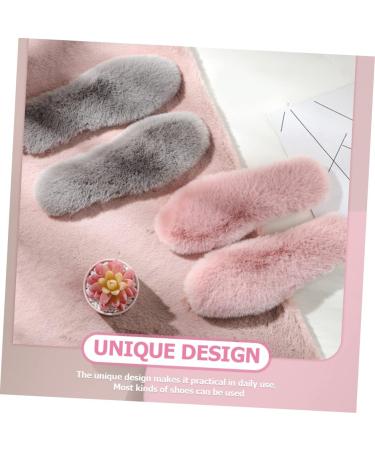 Mobestech Fluffy Soles for Women | 4 Pairs Faux Rabbit Fur Insoles | Cozy Holiday Shoe Inserts | Universal Fit Grey 28x10cm - Buy Online on GoSupps.com