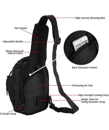 Tactical Shoulder Bag 1000D Outdoor Military Sling Daypack Backpack - Black - Buy Online on GoSupps.com