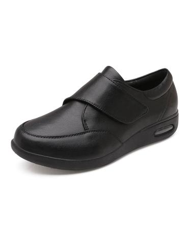 Yytcsjz Men Adjustable Diabetic Shoes Wide Width Shoes Adjustable Foot Swelling Shoes for Lifestyle Soft Safety Flexible Sneakers (Color : Black Size : 9.5) 9.5 Black