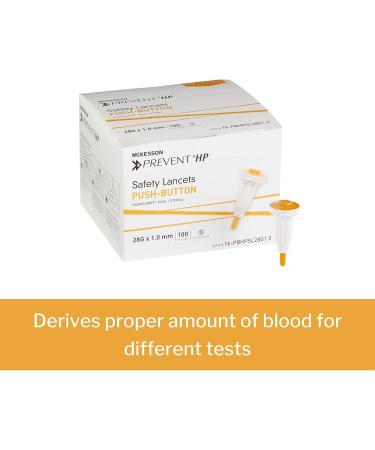 McKesson Prevent HP Safety Lancets - Sterile, Push-Button, 25 Gauge Needle, 1 mm - 100 Count (1 Pack) - Buy Online on GoSupps.com