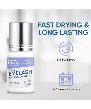 Quick Waterproof Lash Extension Glue - 6+ Week Retention for Sensitive Eyes - 5ML - Buy Online on GoSupps.com