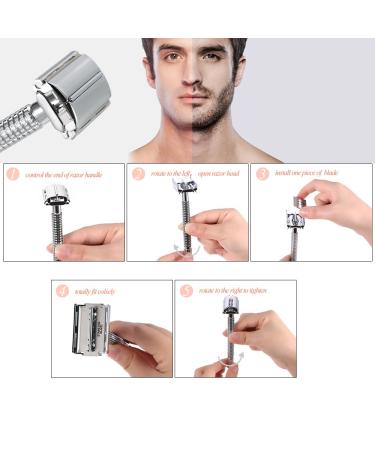 BauGger Stainless Steel Double Edge Safety Razor Set | Two-Sided Razor with 20 Blades for Traditional Men's Shaving - Buy Online on GoSupps.com