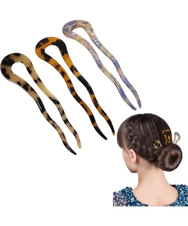 U Shaped Hairpins French Style Cellulose Acetate Hair Pins Fork Vintage For Women Girls Hairstyle Accessories - Buy Online on GoSupps.com