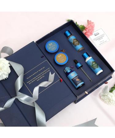 Premium Ayurvedic Beauty Gift Set for Women & Men | Blue Nectar Face Serum Scrub Face Wash Cream & Lotion with Herbal Ingredients | Ideal Christmas Holidays Gift for Mom Dad Girlfriend & Coworkers