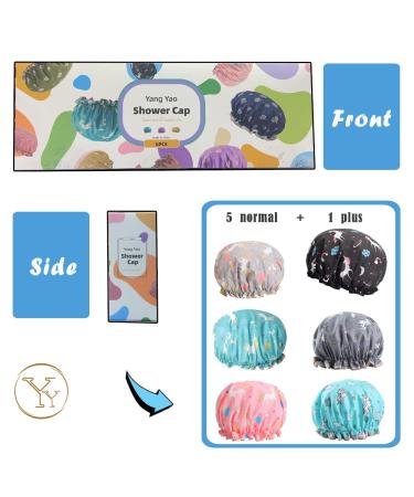 Yang Yao Unicorn Shower Cap Set - Double Layered Elastic Reusable Bathing Hair Cap for Women and Kids - 1 Large and 5 Normal Sized Shower Caps - Buy Online on GoSupps.com