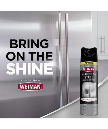 Weiman Stainless Steel Cleaner & Polish - 2 Pack Aerosol Spray with Microfiber Cloth - Streak-Free Shine for Refrigerator, Oven, Dishwasher, Stove - Protects from Fingerprints - Buy Online on GoSupps.com