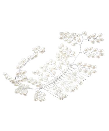minkissy Accessories wedding hair accessories bridal hair Handmade hair Simulated pearls hair white hair accessories bride headpieces for wedding women hair wedding hair Comb
